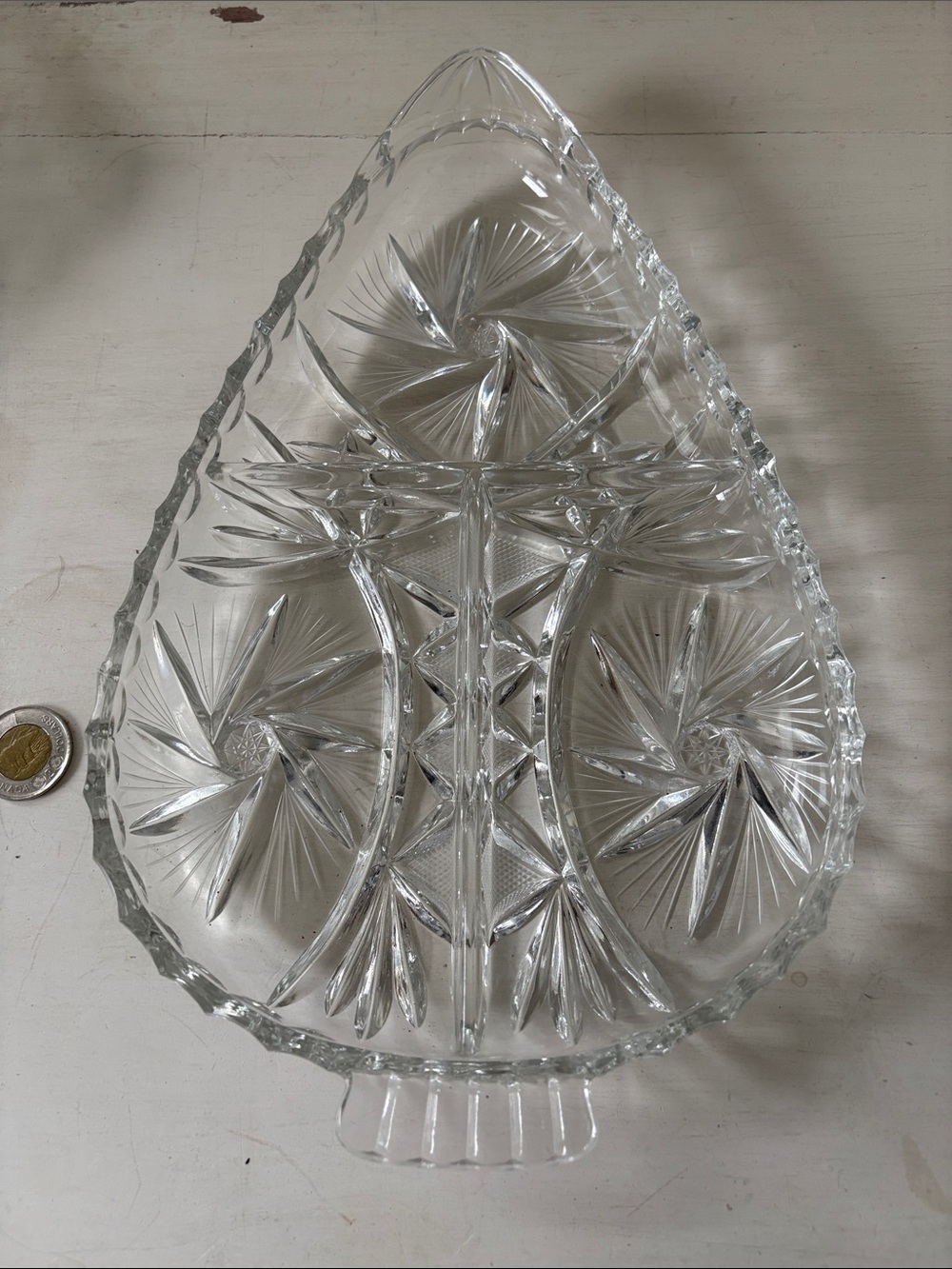 Cut Crystal Serving Tray with Starburst Cut Pattern